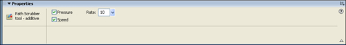 Control the pressure and speed of the Path Scrubber tools in the Property inspector.