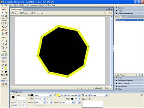 Selecting a polygon helps identify the path, stroke, and fill.