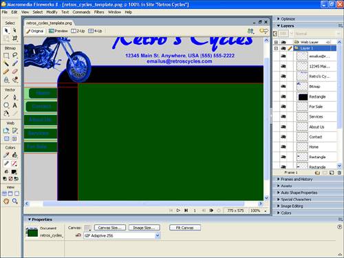 The Layers panel for a simple document with a bitmap image, vector graphic, and text. Note that each object appears in its own layer.