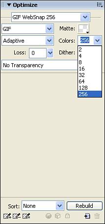 Varying the color depth affects file size and image quality.