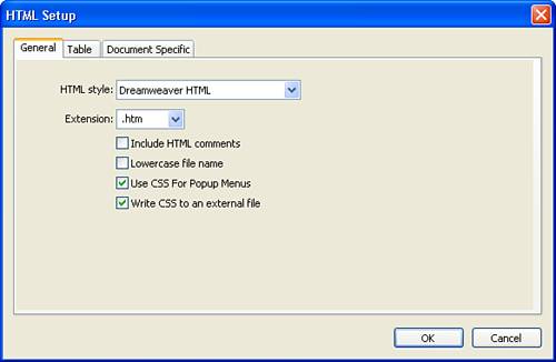 Adjust the HTML export settings using the HTML Setup dialog box.