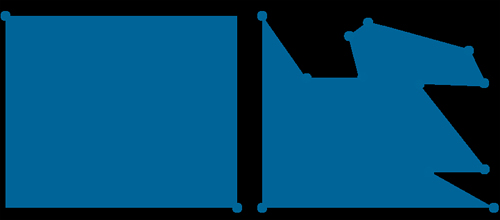 A simple vector shape uses fewer key points than a complex vector shape.