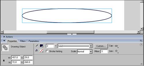 Oval drawn with the Oval Shape tool and with an empty fill specified.