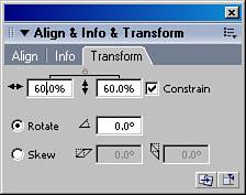 Resetting scale with the Transform panel.