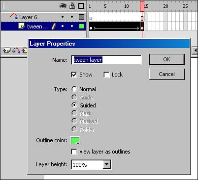 Layer Properties dialog box, with Guided option selected.