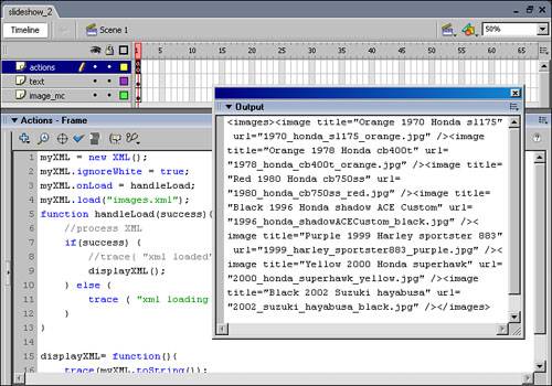 The output of the results of trace(myXML.toString());.