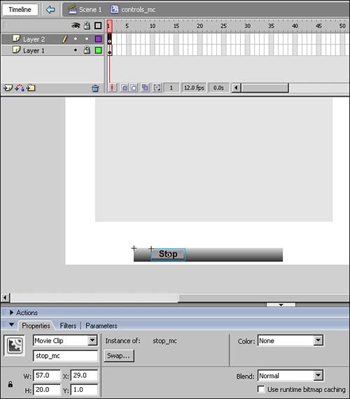 Create a stop_mc instance on a new layer inside the controls_mc symbol.