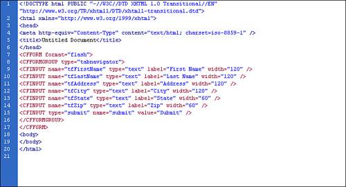 The tabNavigator group type specifies that your form will be tabbed.