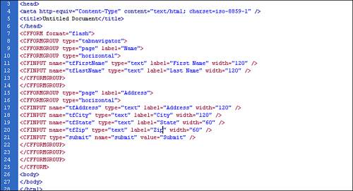 The different groups define the various tabs.