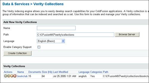 You can create a new Verity collection via the ColdFusion Administrator.