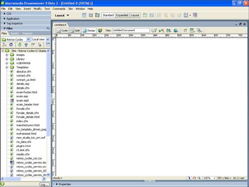 The Coder workspace is similar to that of the Designer workspace, but the panel groups are positioned on the left side of the window.