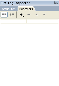 The Behaviors panel gives you access to JavaScript behaviors that can be applied to specific elements.