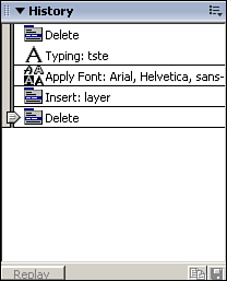 The History panel tracks the steps you take in creating a document.