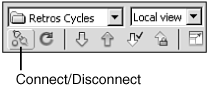 Clicking this icon connects you to a remote site. When you are connected, clicking it again disconnects you.