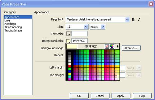 Type the color value in directly or select a color using the color picker.