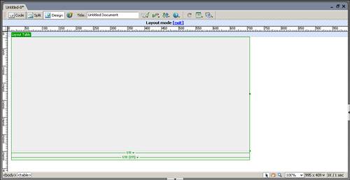 A table has been added that has one column, one row, and one cell.