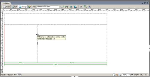 When you place your cursor over a gridline within a table, it changes to indicate that you can drag the line to adjust the row or column size.