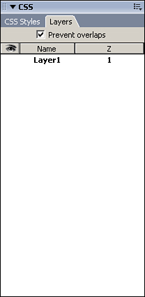 The Layers panel enables you to manage the layers in your page.