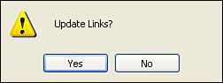 Dreamweaver asks whether you would like to update the links located within the template.