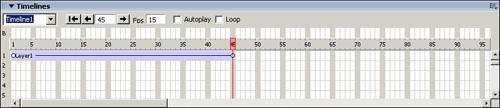 Extend the number of frames out to 45 by dragging the ending keyframe.