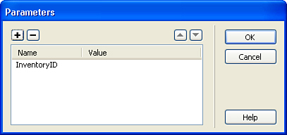 The Parameters dialog box enables you to pass custom parameters through the querystring.