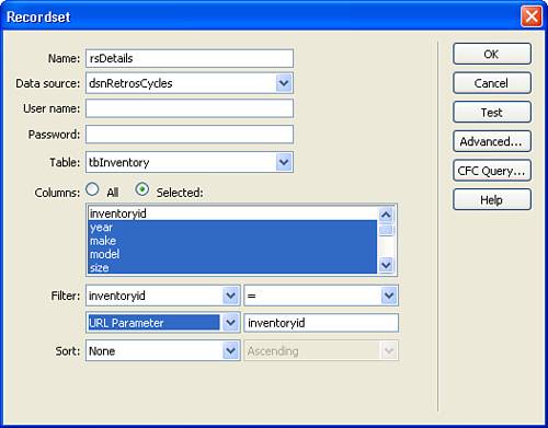 Choose which fields will be included in the recordset and set the filter to retrieve only the appropriate record.