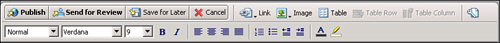 When a page is being edited, the Contribute toolbar changes to display common editing tasks.