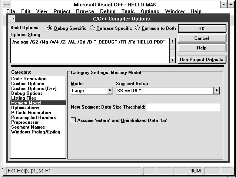 Memory Model options