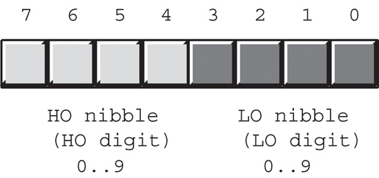 BCD data representation in a byte