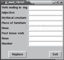 g_mad_lib.tcl’s opening window.