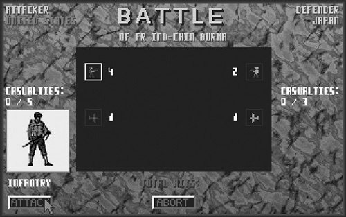 The battle screen automatically calculated all attack and defense rolls.