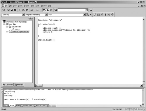 Compiling an Allegro program with Visual C++ 6.0.