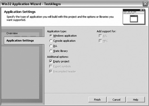 The Application Wizard in Visual C++ .NET.