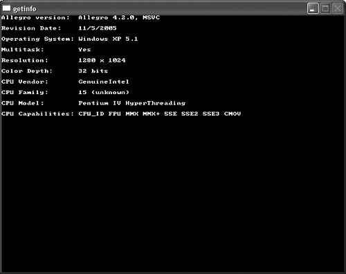The GetInfo program displays details about a computer system.