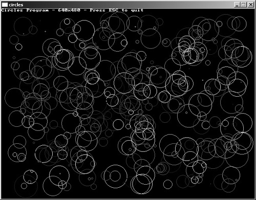 The Circles program draws random circles on the screen.