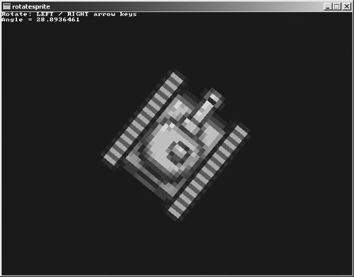 The tank sprite is rotated with the arrow keys.