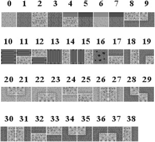 A legend of the tiles and their reference numbers used to create a map in the GameWorld program.