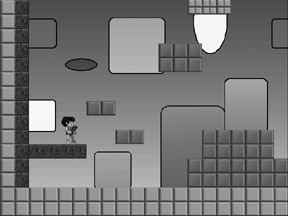 The solid tile blocks keep the player from falling through the bottom of the screen.