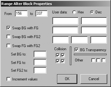 The Range Alter Block Properties dialog box.