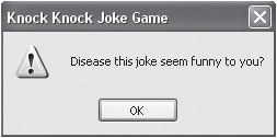 The punch line for the game’s first joke.