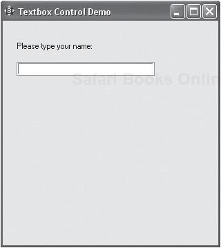 An example of a textbox control being used to collect user input.