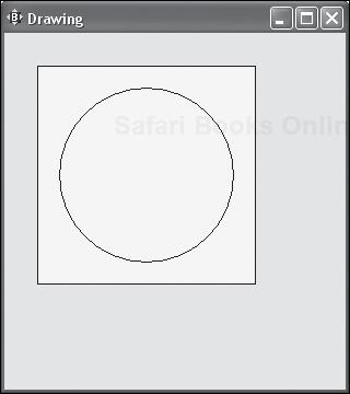 An example of the graphicbox control used to draw a circle on a yellow background.