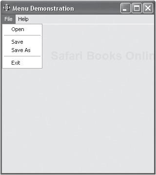 An example of a window application with two menus.