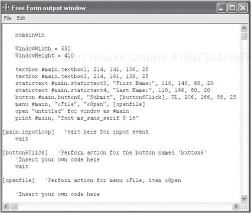 FreeForm-J can also generate labels for each control that requires them.