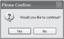 Using the Confirm dialog to prompt the user to pick between two choices.