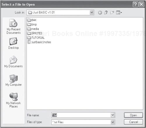 Using the Filedialog to locate a file to open.