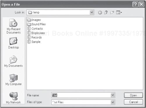 Using the filedialog command to display a popup dialog that allows the userto selecta file.