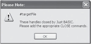 Errors result when a program is stopped while files remain open.