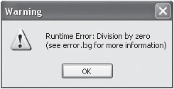 An example of a runtime error being reported by Just BASIC.