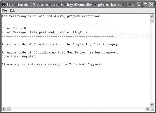 Using a custom error handler to gracefully handle a runtime error.